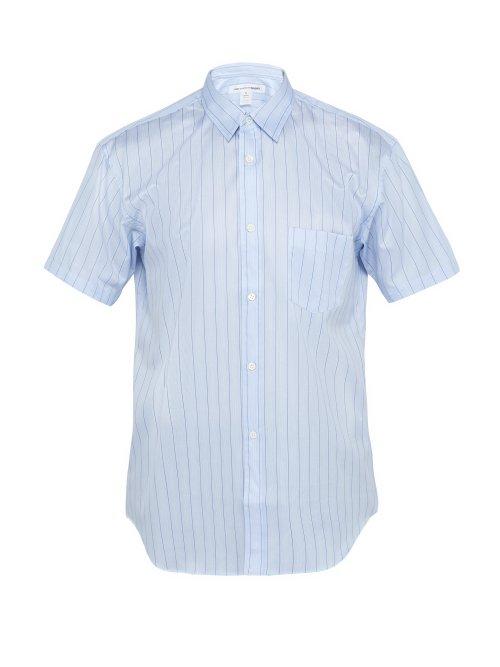 Matchesfashion.com Comme Des Garons Shirt - Striped Cotton Poplin Shirt - Mens - Blue