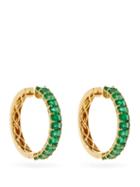 Matchesfashion.com Shay - Emerald & 18kt Gold Hoop Earrings - Womens - Green Gold
