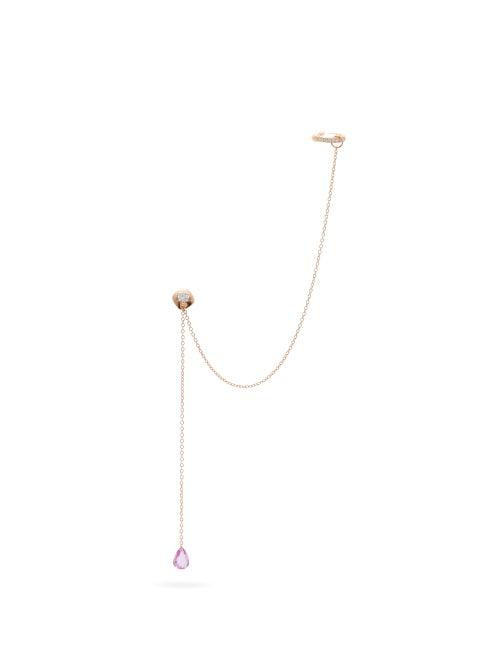 Matchesfashion.com Diane Kordas - Mismatched Diamond, Sapphire & 18kt Gold Earrings - Womens - Rose Gold