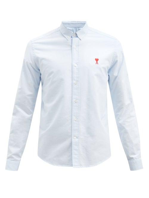 Matchesfashion.com Ami - Ami De Caur-logo Cotton Shirt - Mens - Light Blue