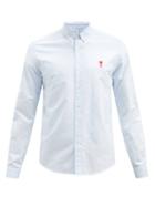 Matchesfashion.com Ami - Ami De Caur-logo Cotton Shirt - Mens - Light Blue