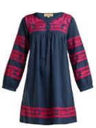 Matchesfashion.com Muzungu Sisters - Taj Hand Embroidered Cotton Mini Dress - Womens - Pink Navy