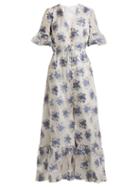 Matchesfashion.com Athena Procopiou - In The Hills V Neck Floral Jacquard Dress - Womens - White Multi