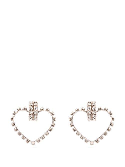 Matchesfashion.com Saint Laurent - Smoking Love Heart Crystal Embellished Earrings - Womens - Crystal