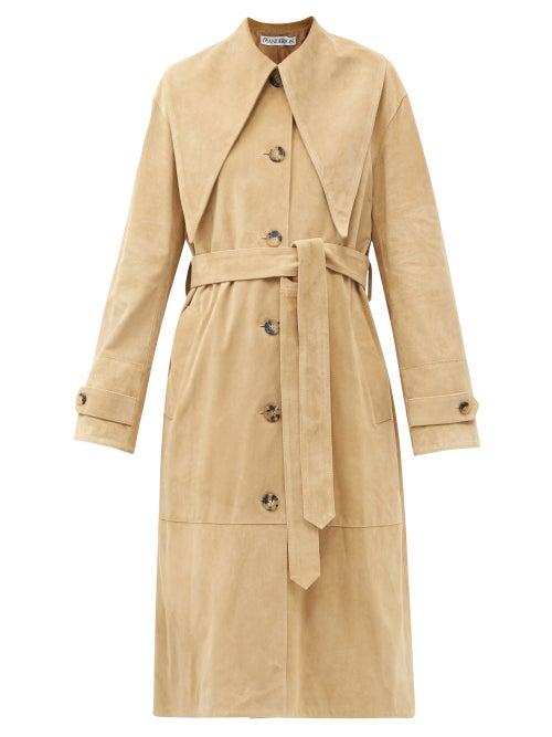 Matchesfashion.com Jw Anderson - Exaggerated-collar Suede Trench Coat - Womens - Camel