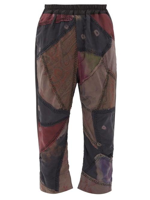 Matchesfashion.com By Walid - Gerald Patchwork Silk And Wool-blend Trousers - Mens - Brown
