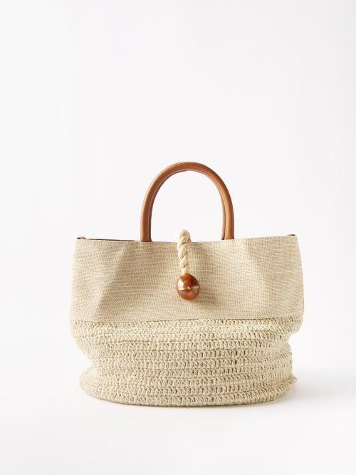 Serena Uziyel - Almeria Large Raffia And Leather Tote Bag - Womens - Beige