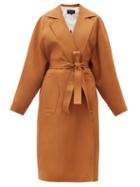 Matchesfashion.com Rochas - Single-breasted Belted Wool Coat - Womens - Brown