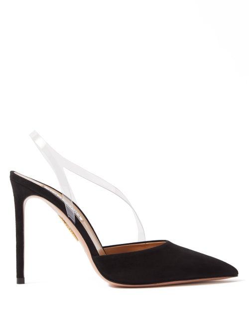 Aquazzura - Perfect Kiss 105 Suede Pumps - Womens - Black