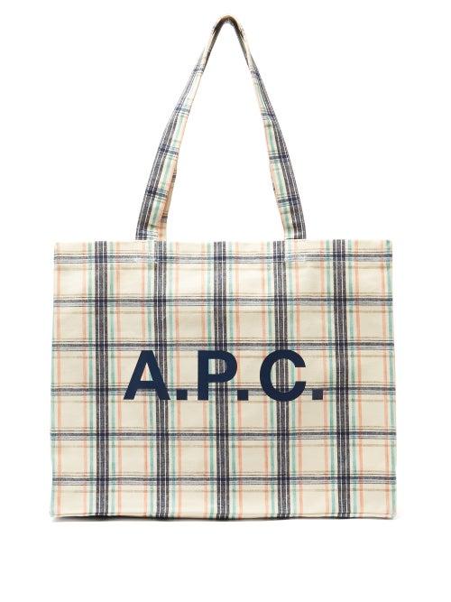 Matchesfashion.com A.p.c. - Diane Logo-print Checked Canvas Tote Bag - Mens - Beige