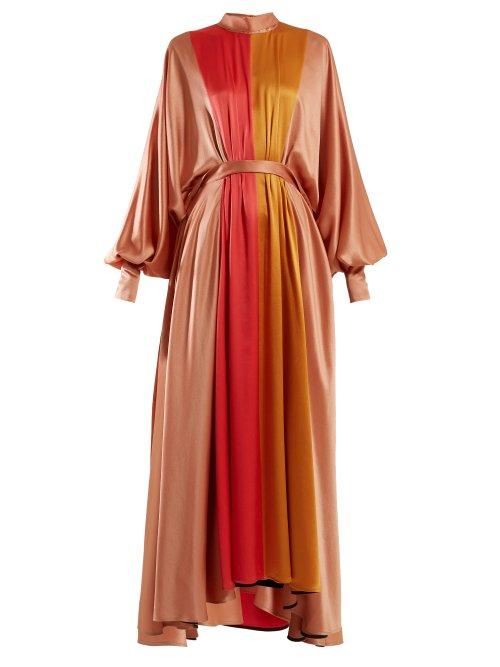 Matchesfashion.com Roksanda - Samia Panelled Silk Maxi Dress - Womens - Pink Multi