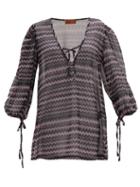 Matchesfashion.com Missoni - Zig-zag V-neck Kaftan - Womens - Black Multi