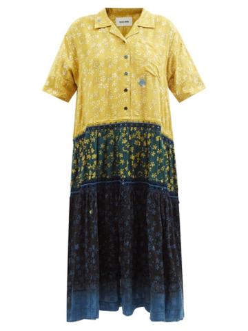 Story Mfg. - Eden Embroidered Organic-cotton Dress - Womens - Blue Multi