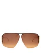 Matchesfashion.com Bottega Veneta - Triangle-temple Aviator Metal Sunglasses - Womens - Gold