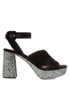 Miu Miu Velvet And Glitter-covered Platform Sandals
