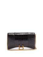 Matchesfashion.com Balenciaga - Hourglass Mini Croc-effect Leather Cross-body Bag - Womens - Black