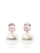 Matchesfashion.com Jiwinaia - Numb Faux-pearl & Cubic-zirconia Earrings - Womens - Pearl