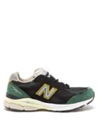 New Balance - Made In Usa 990 Suede And Mesh Trainers - Womens - Black Green