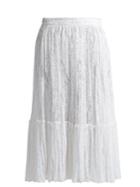Valentino Floral-embroidered Tulle Midi Skirt