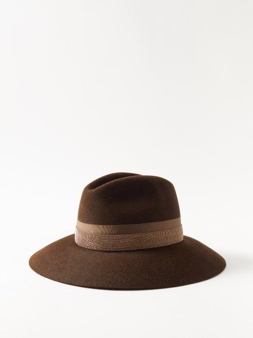 Brunello Cucinelli - Monili-trim Felt Fedora Hat - Womens - Brown