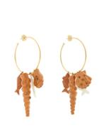 Matchesfashion.com Rebecca De Ravenel - Tallulah Charm Hoop Earrings - Womens - Brown