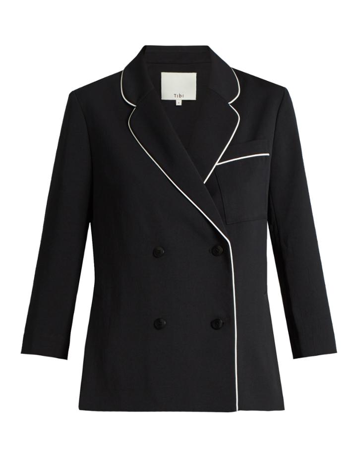 Tibi Contrast-seam Double-breasted Blazer