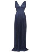 Matchesfashion.com Maria Lucia Hohan - Elysia Pliss Silk Tulle Gown - Womens - Navy