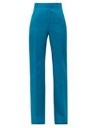 Matchesfashion.com Balenciaga - High-rise Tailored Straight-leg Twill Trousers - Womens - Blue