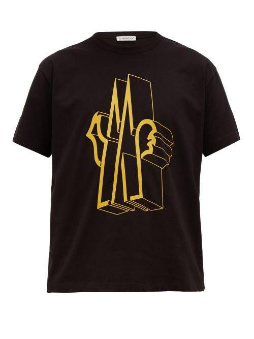 Matchesfashion.com Moncler - Maglia Logo Print Cotton T Shirt - Mens - Black