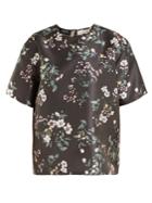 Rochas Floral-print Duchess-satin Top
