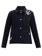 Matchesfashion.com Ssone - Craft Cystal-embellished Wool Jacket - Womens - Navy