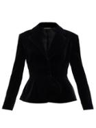 Matchesfashion.com Vika Gazinskaya - Peplum-hem Cotton-blend Velvet Jacket - Womens - Black