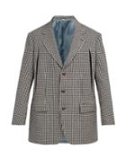 Matchesfashion.com Gucci - Single Breasted Houndstooth Wool Blend Blazer - Mens - Black White