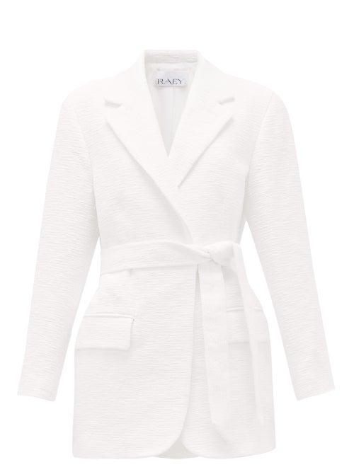 Matchesfashion.com Raey - Long-line Belted Cotton-blend Boucl Jacket - Womens - White