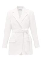 Matchesfashion.com Raey - Long-line Belted Cotton-blend Boucl Jacket - Womens - White