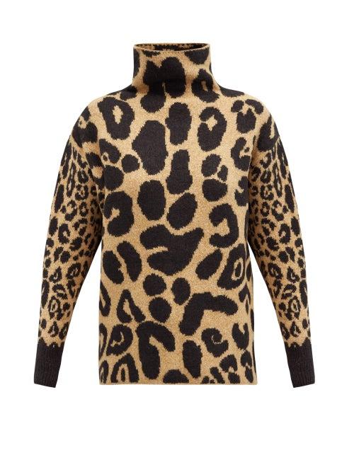 Matchesfashion.com Stella Mccartney - High-neck Leopard-print Sweater - Womens - Beige