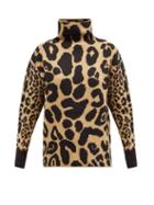 Matchesfashion.com Stella Mccartney - High-neck Leopard-print Sweater - Womens - Beige