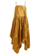 Matchesfashion.com Marques'almeida - Asymmetric Hem Silk Taffeta Dress - Womens - Gold