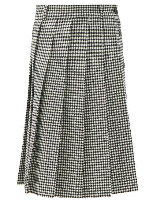Matchesfashion.com Ami - Pleated Check Wool-blend Twill Suit Skirt - Womens - Black White