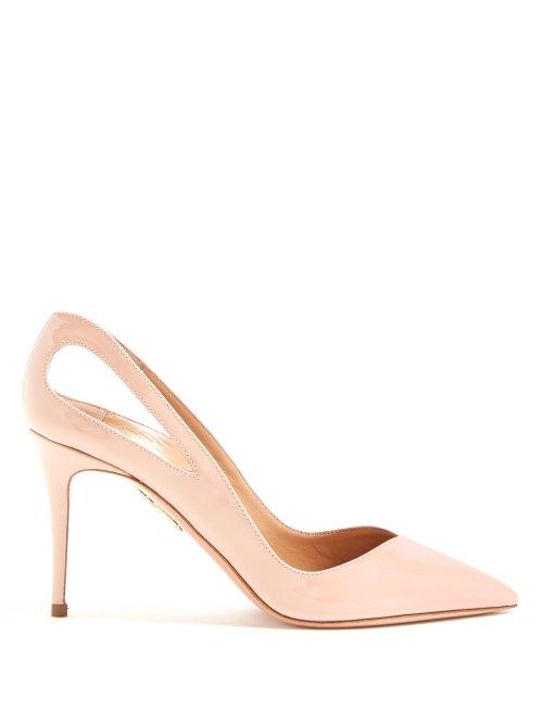 Matchesfashion.com Aquazzura - Shiva 85 Patent Leather Pumps - Womens - Nude