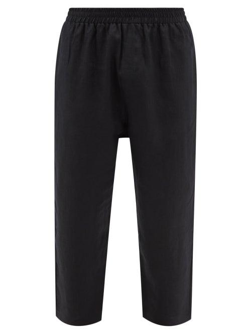Albus Lumen - Linen Relaxed-leg Trousers - Mens - Black