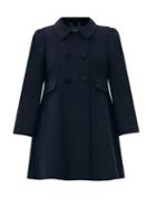 Matchesfashion.com Marc Jacobs Runway - Double-breasted Pea-collar Pleated Wool Coat - Womens - Navy