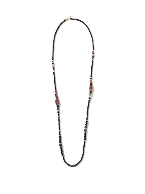 Matchesfashion.com Jacquie Aiche - Beaded Toggle Onyx, Tourmaline & Gold Necklace - Womens - Black Multi