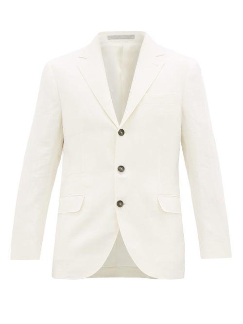Matchesfashion.com Brunello Cucinelli - Single-breasted Linen-twill Blazer - Mens - White