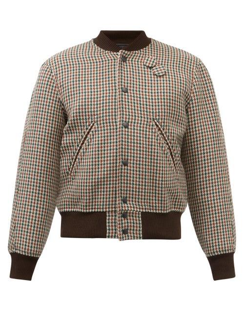 Stefan Cooke - Badge-embellished Houndstooth-wool Bomber Jacket - Mens - Multi