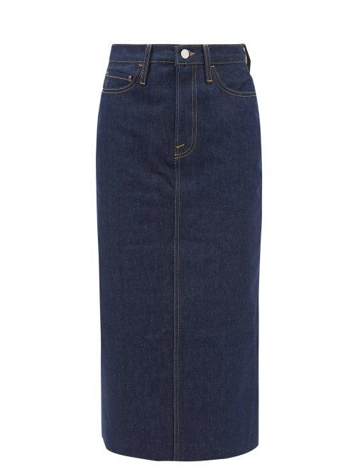 Frame - Denim Midi Skirt - Womens - Dark Denim