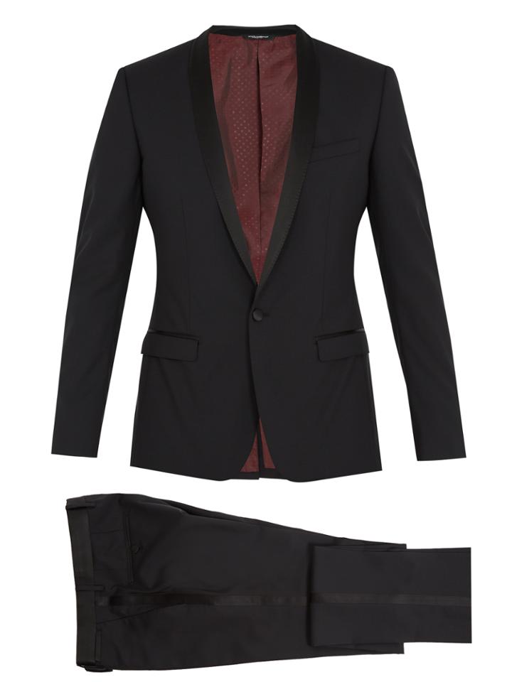 Dolce & Gabbana Gold-fit Shawl-lapel Wool-blend Suit