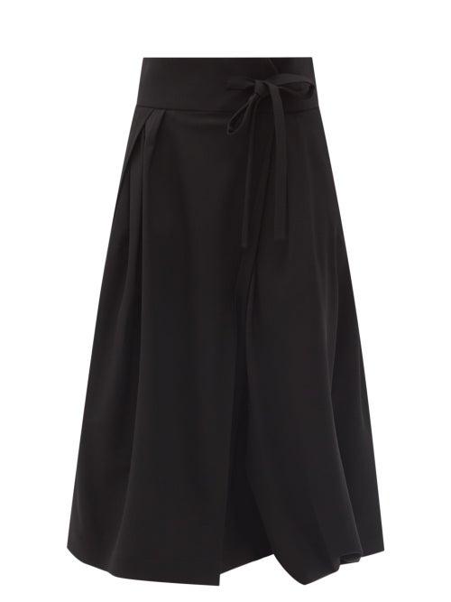 Matchesfashion.com Chlo - Draped Tie-waist Wool-twill Skirt - Womens - Black