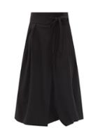 Matchesfashion.com Chlo - Draped Tie-waist Wool-twill Skirt - Womens - Black