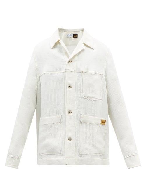 Loewe Paula's Ibiza - Patch-pocket Linen Corduroy Jacket - Mens - Ivory